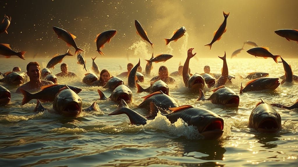 Bloodthirsty Piranhas Devour Lakegoers in a Golden-Lit Horro...