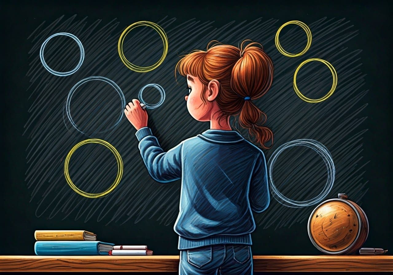 Abstract Art of Maths Teacher in Colorful Scribbles