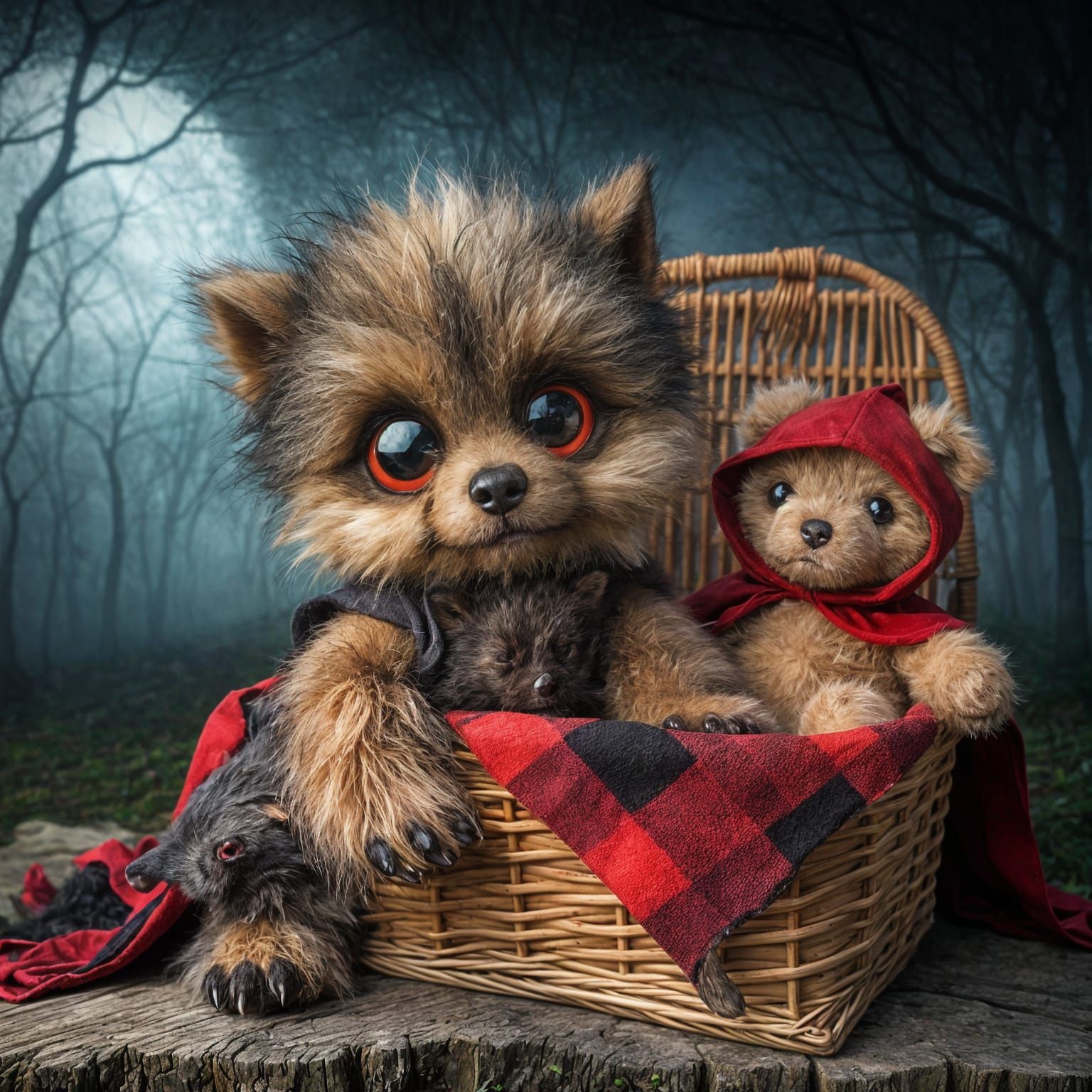 Adorable Werewolf Pup in Misty Forest Scene