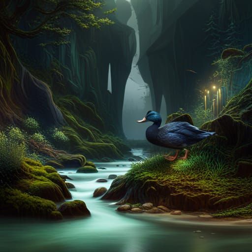 Detailed Black Duck Fantasy Concept Art