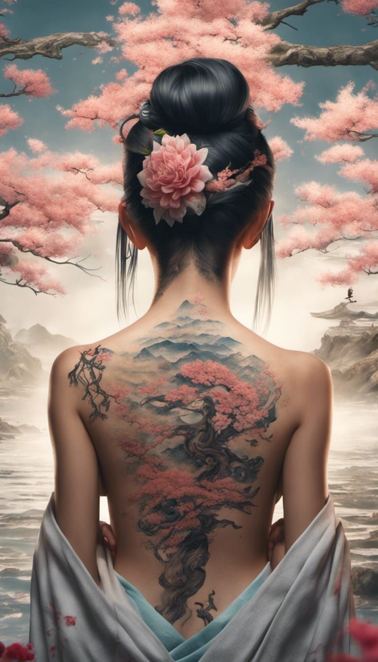 Fantastic japanese flower tattoo