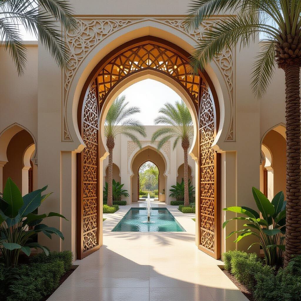 Moorish Gate to Secret Garden in Geometric Style