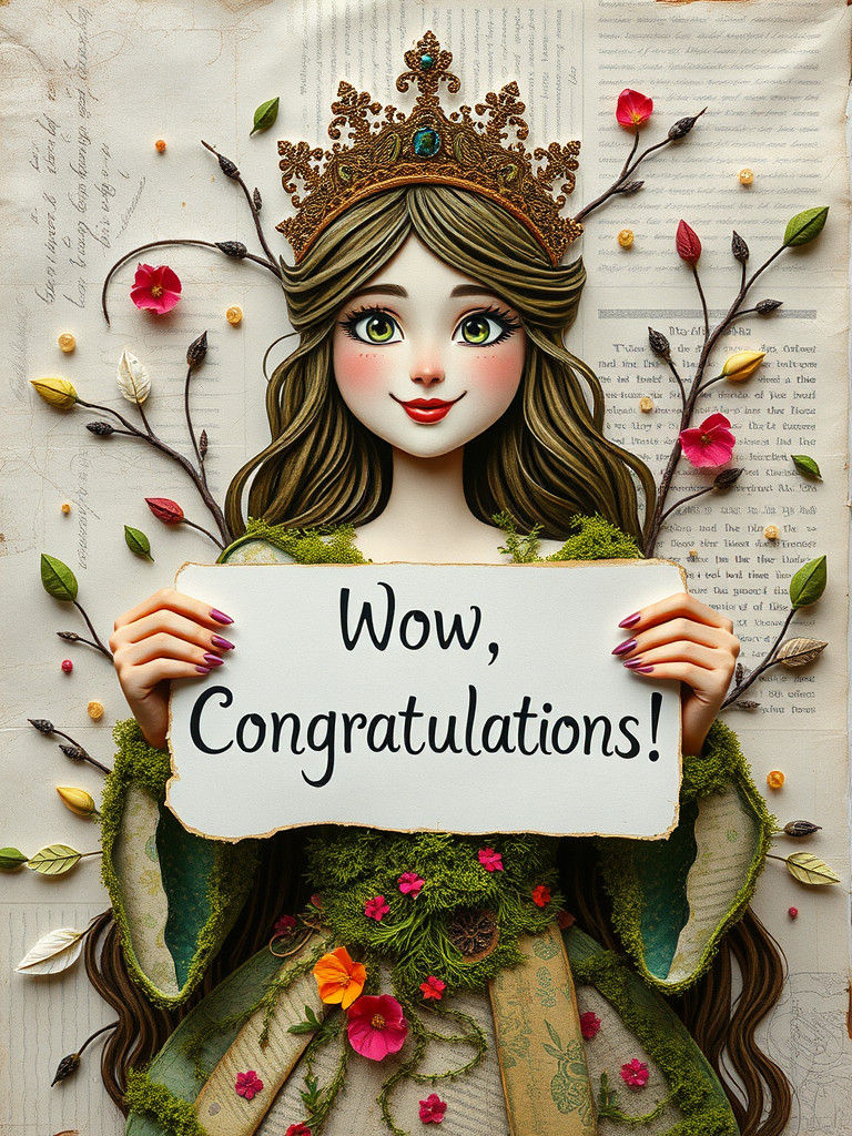 Moss Princess Celebrates: A Paper Collage Masterpiece