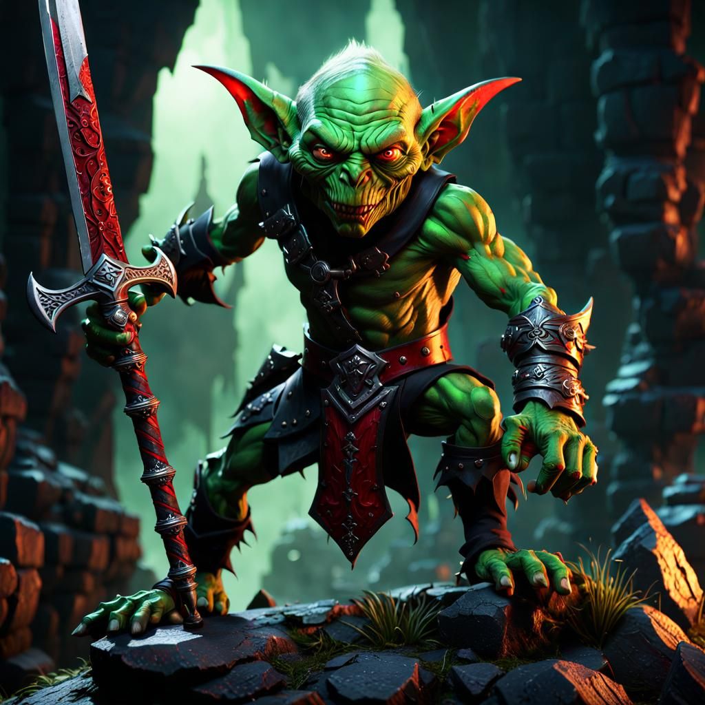 Evil Goblin Assassin with Crimson Dagger