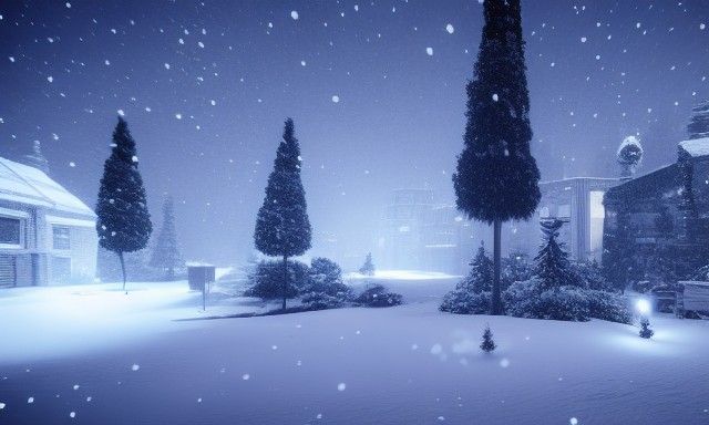 Hyperdetailed Snowy Christmas Night in Unreal Engine