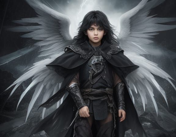 Stormbringer Child Angel Wings in Abstract Storm