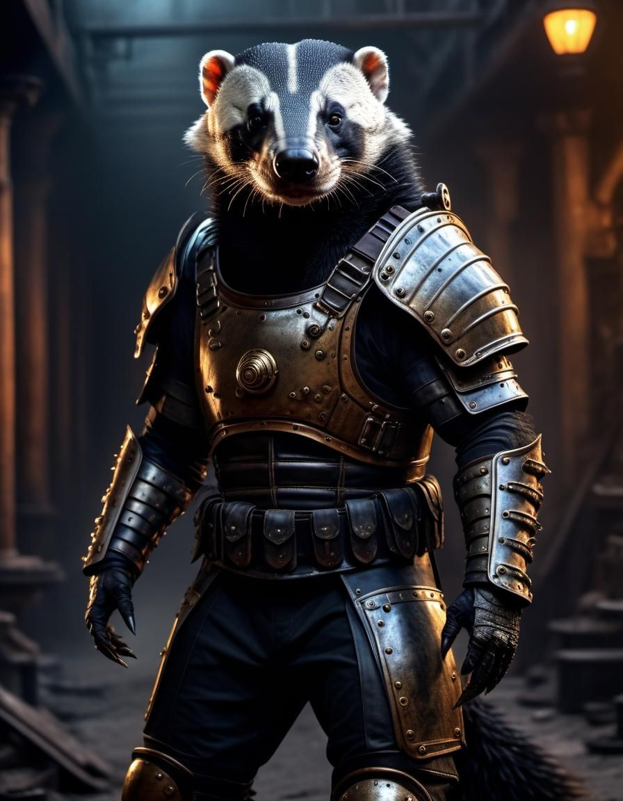 Tactical Steampunk Honey Badger (one of a series of images made for my husband)