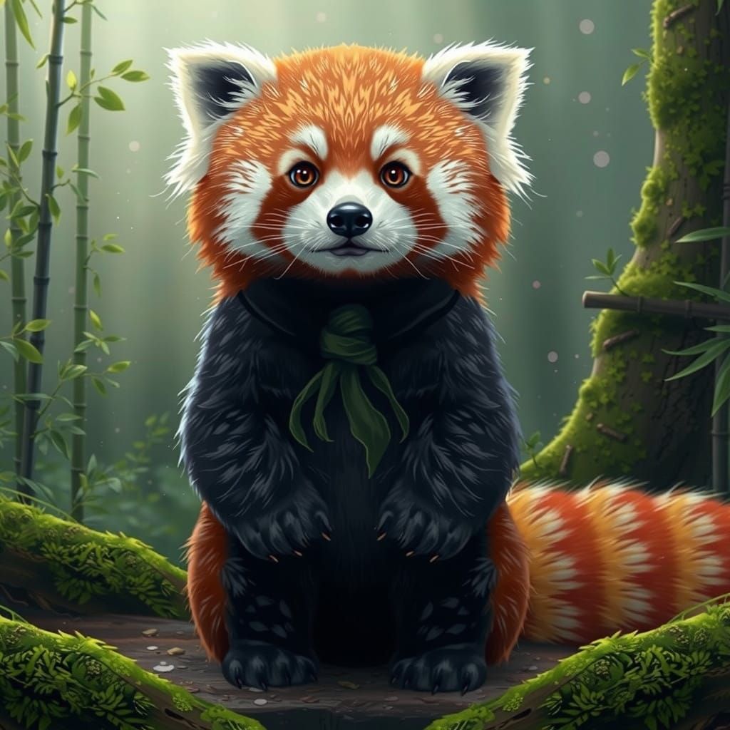 Chibi Red Panda in Whimsical Watercolor Style