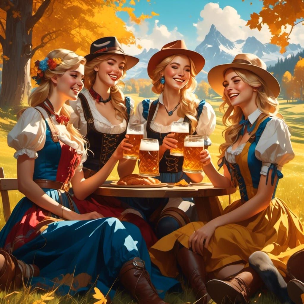 Oktoberfest 2023: So Julie and her sisters manage to bust the table and break the seating. But they are happy on the gro...
