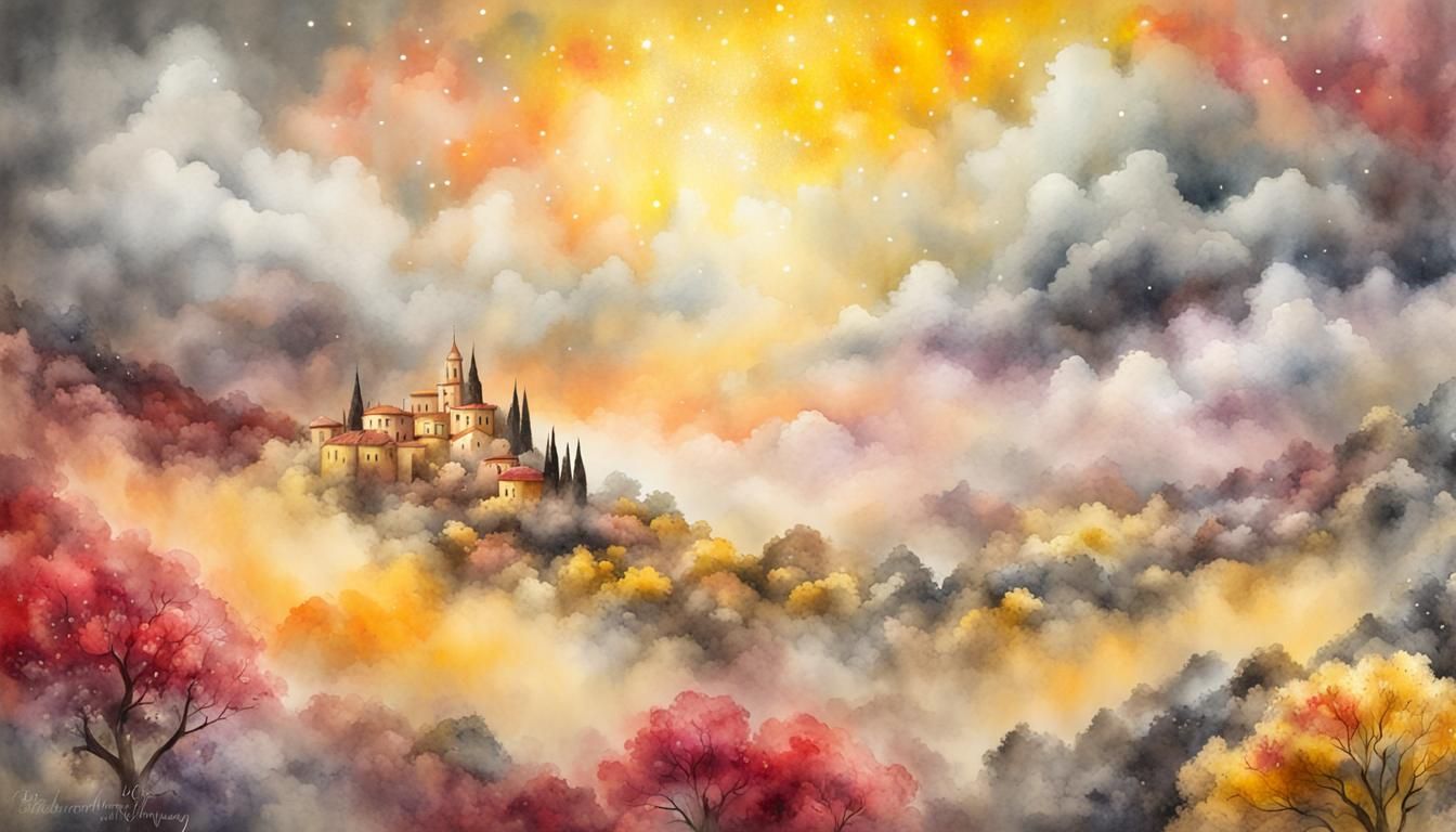 Spanish watercolor panorama