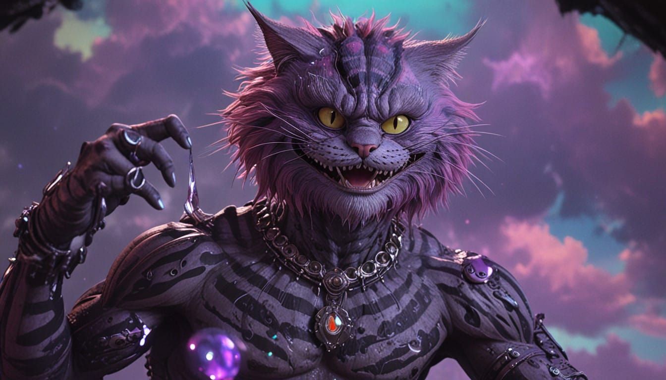 Cyberpunk Warrior in a Sea of Vibrant Fluids