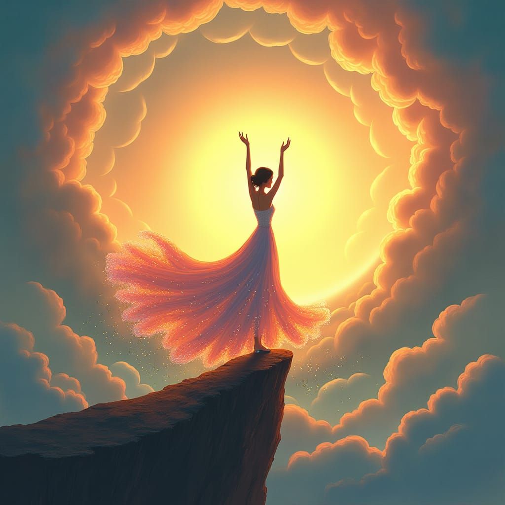Ethereal Dancer at World's End: Dreamlike Illustration