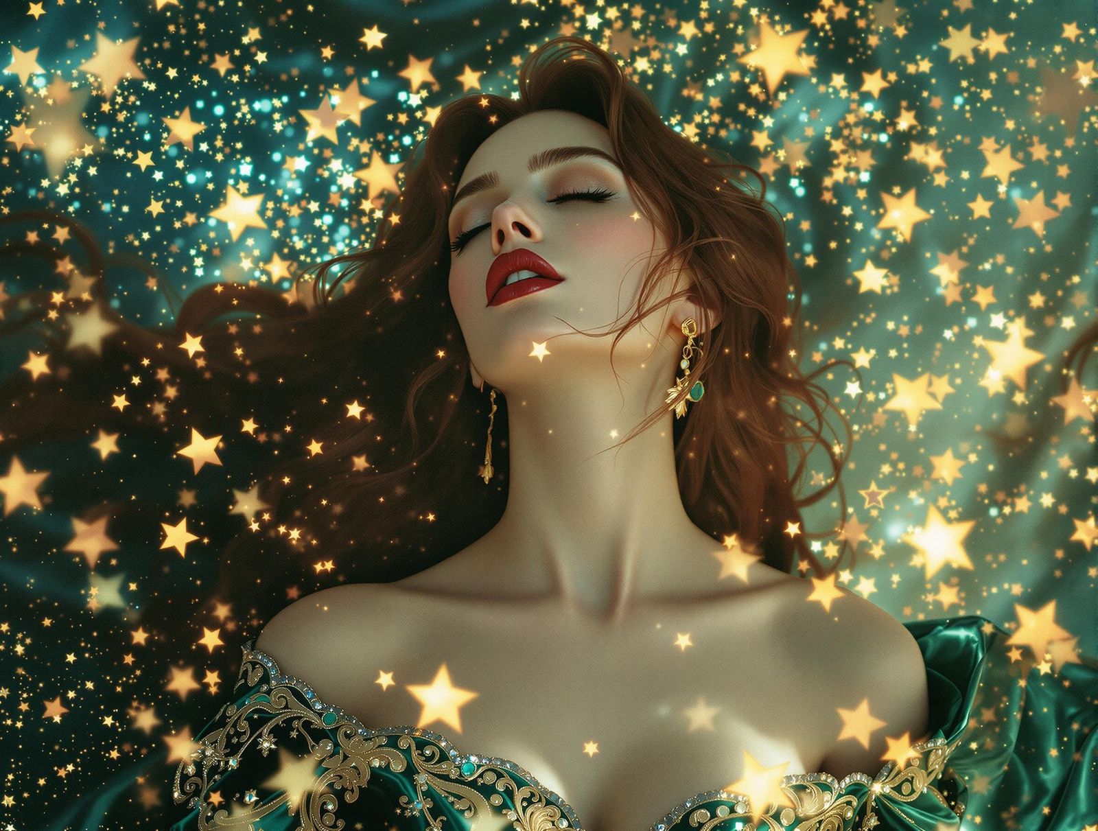 Ethereal Beauty in a Cosmic Dreamscape Painting