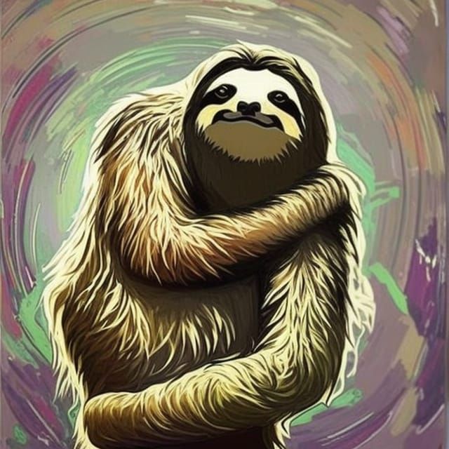 Sloth in Whimsical Cartoon Style