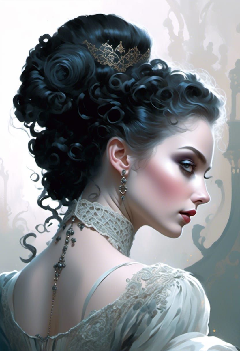 Rococo Portrait of a Lady in Velvet and Lace