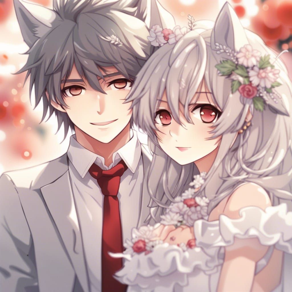 Anime Wedding: Adorable Wolf Boy and Girl