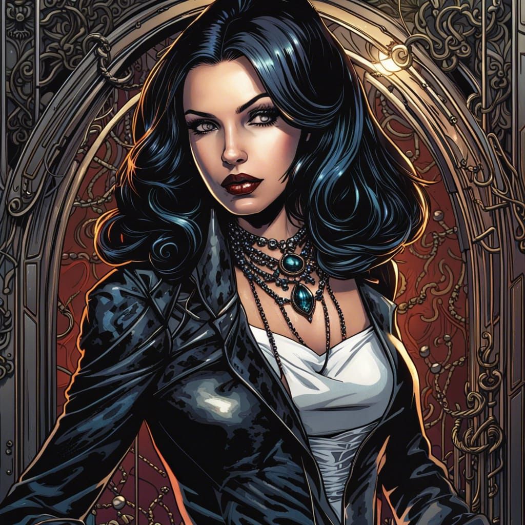 Gothic Girl in Comic Book Art Style