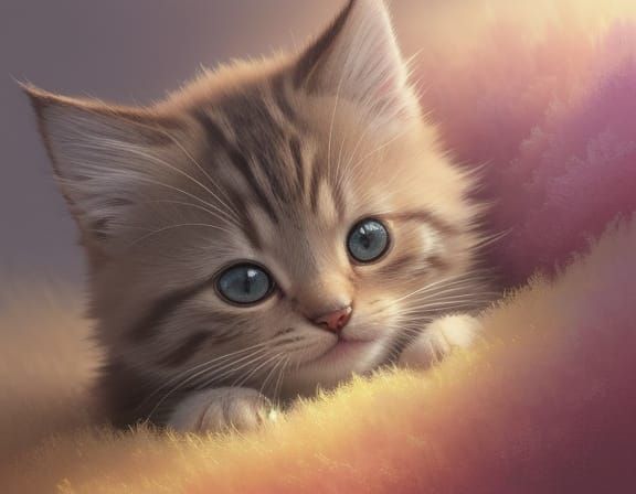 Playful Kitten in Vibrant Watercolor Style
