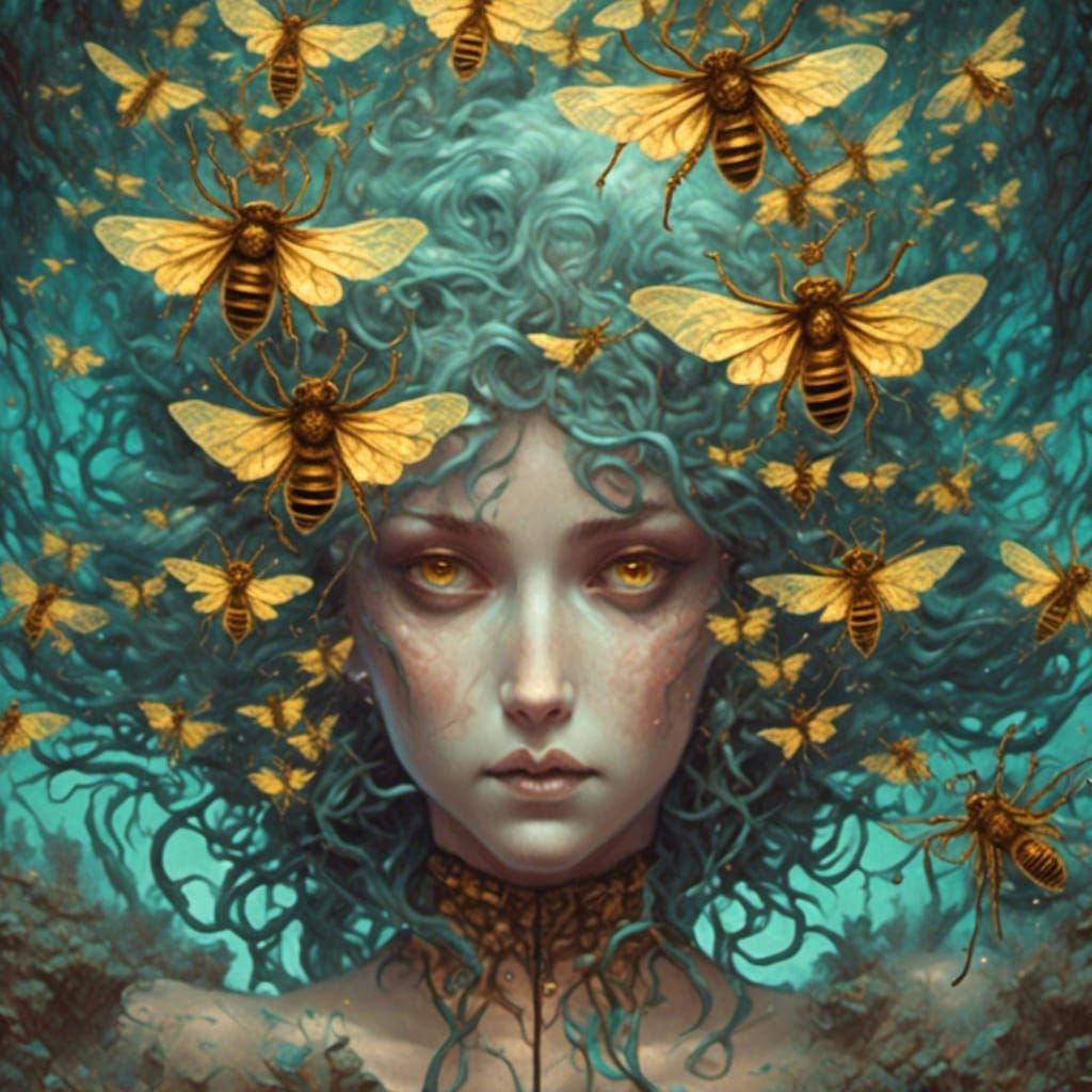 Detailed Image of Swarming Hornets