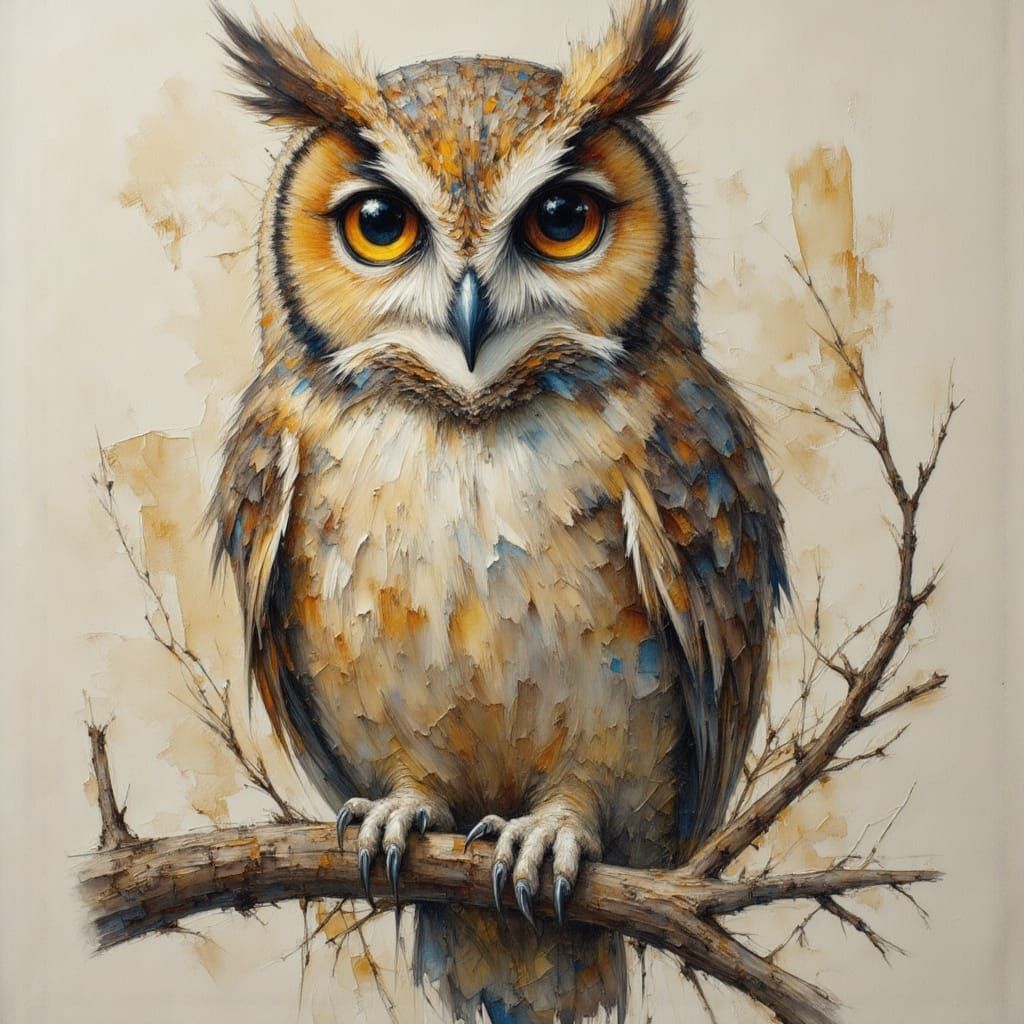 Earthy Owl with Rich Textures