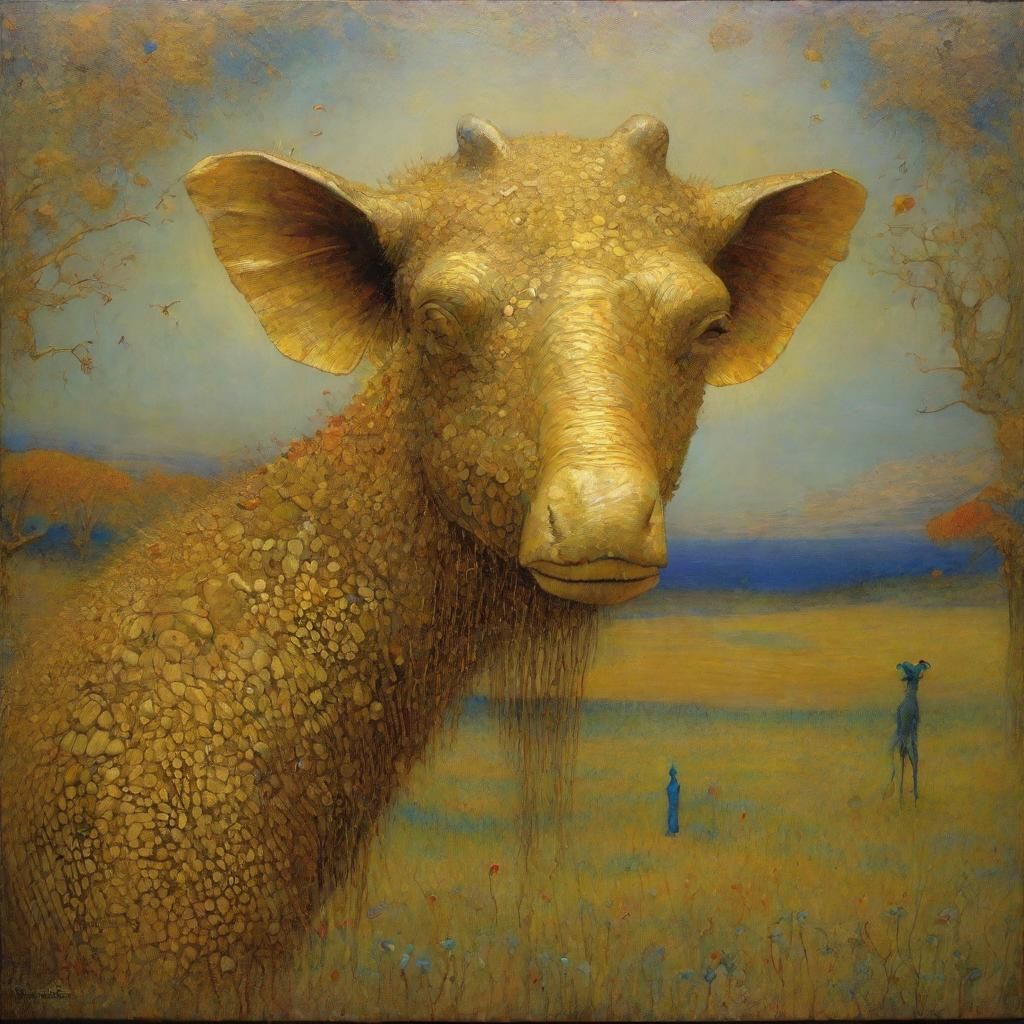 Surreal Animals in Symbolic Oil Painting
