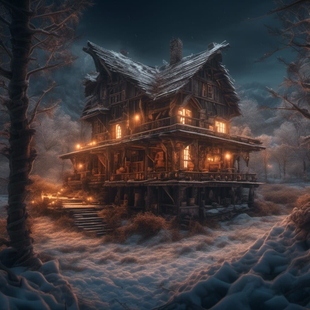 Hyperrealistic Winter Hideaway in Strong Expression Style