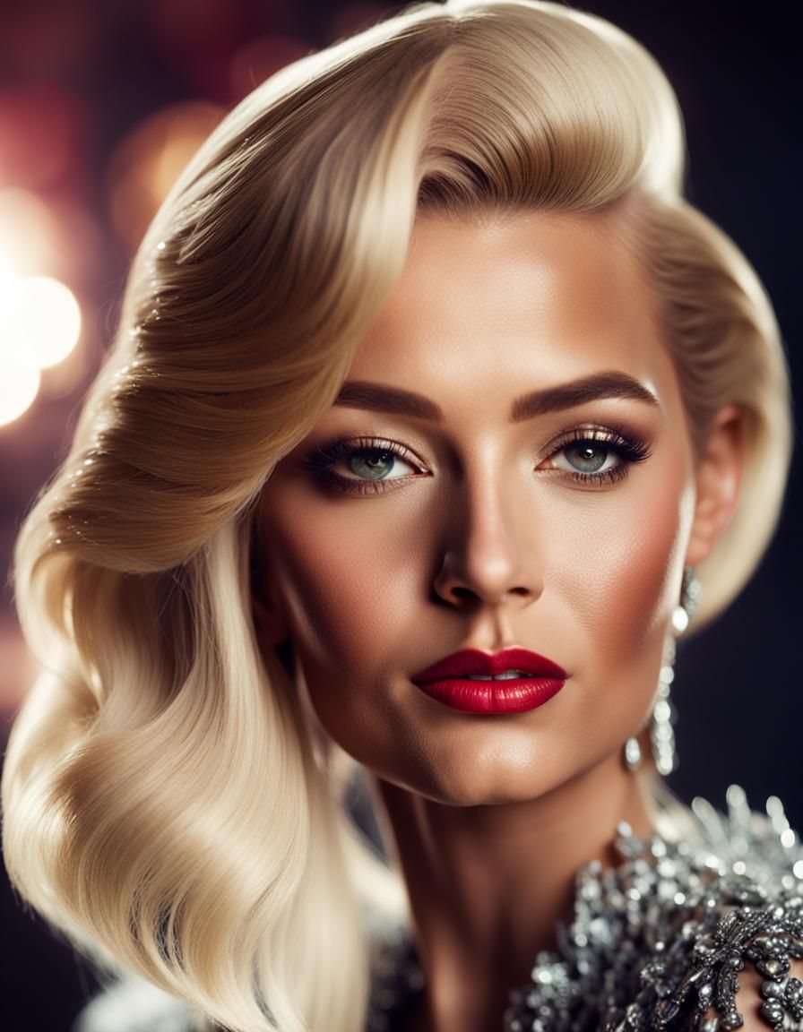 Glamorous Celebrity Portrait in Classic Hollywood Style