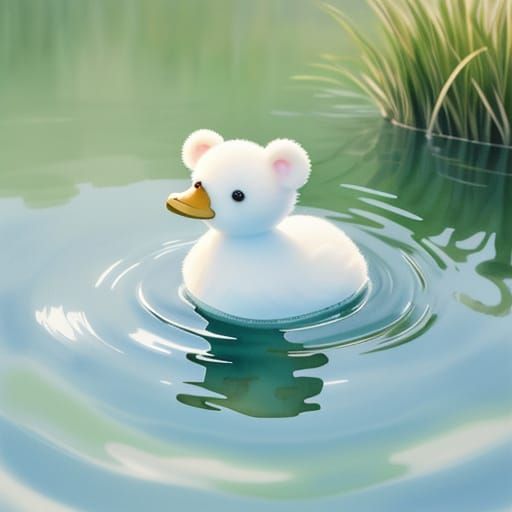 Whimsical Watercolor Duck on Water