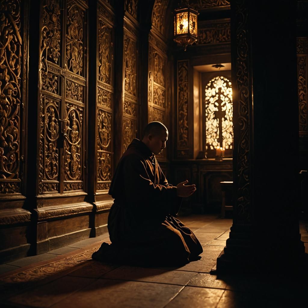 Monk Confession in Baroque Style