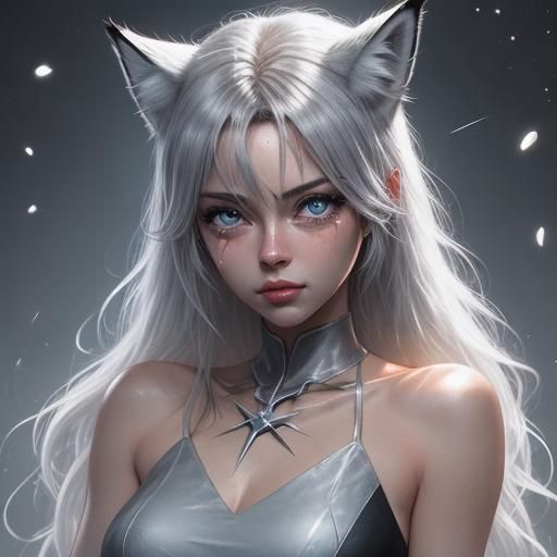 Crying Fox Girl with Lightning Mark: Anime Art