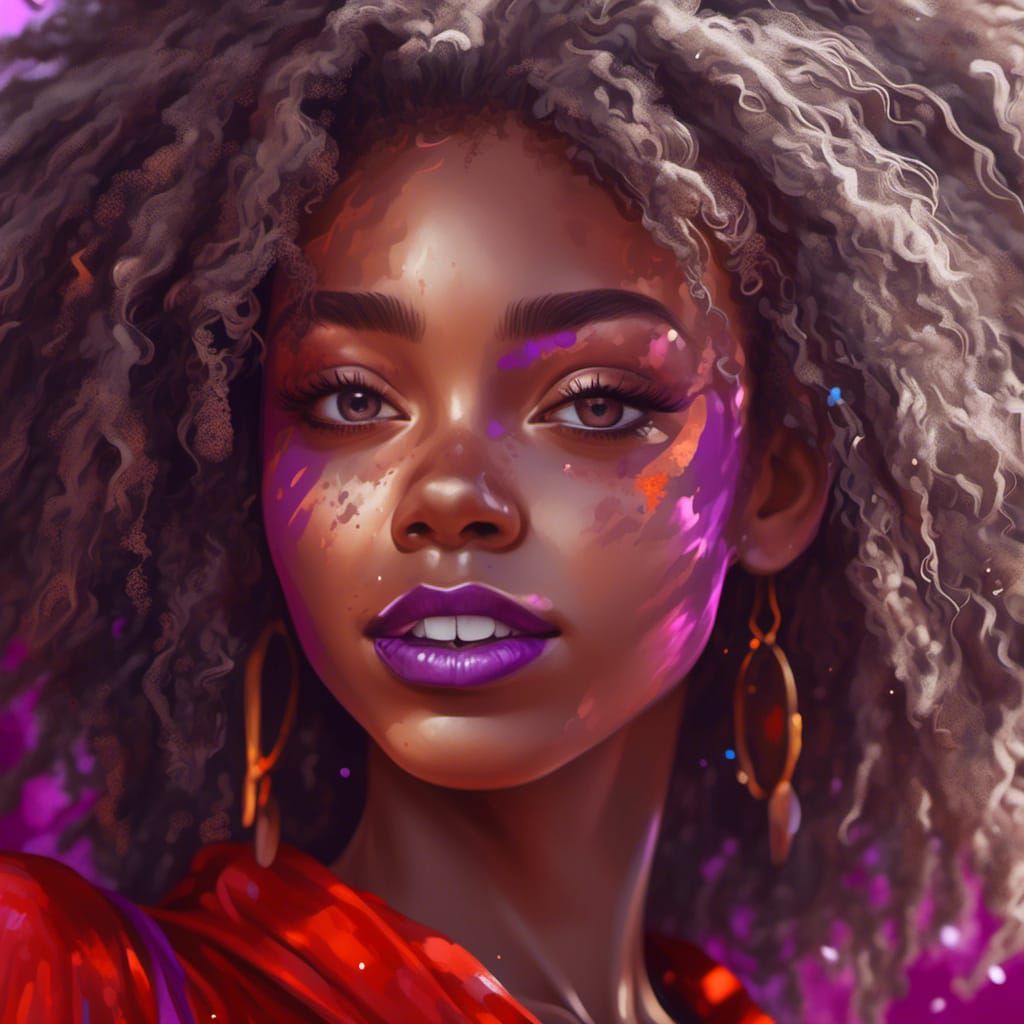 Gorgeous Afro-American Woman Portrait in Hyperreal Style