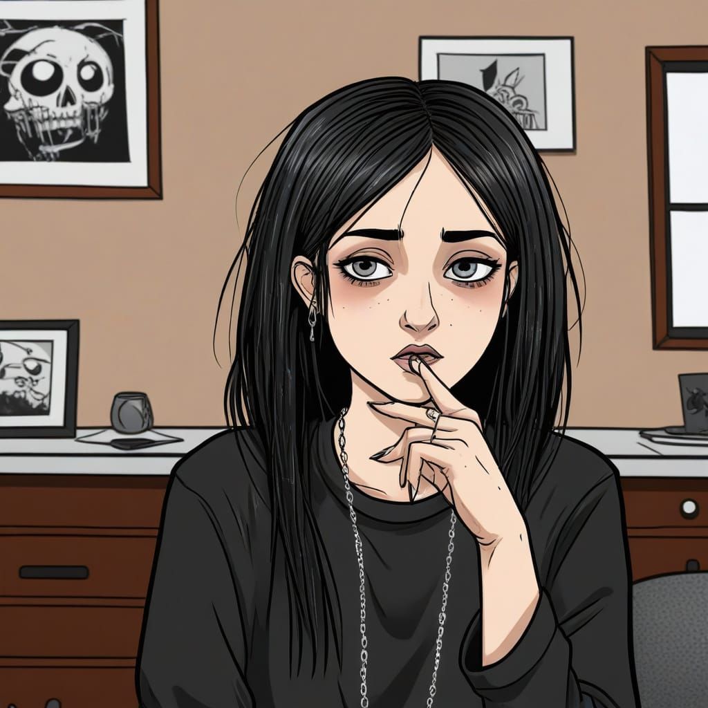 Eerie Emo Goth Cartoon Abandoned House