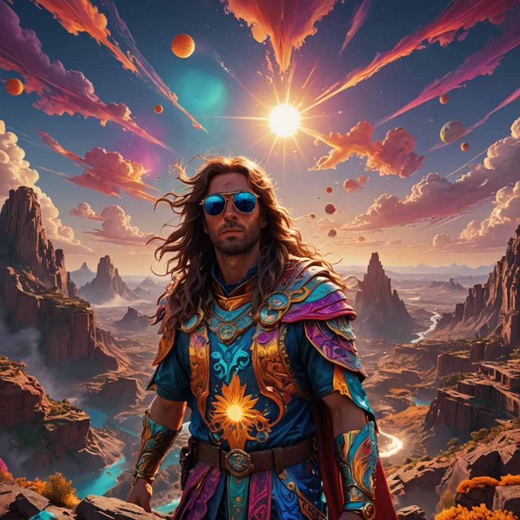 Helios with Sunglasses in a Matte Painting