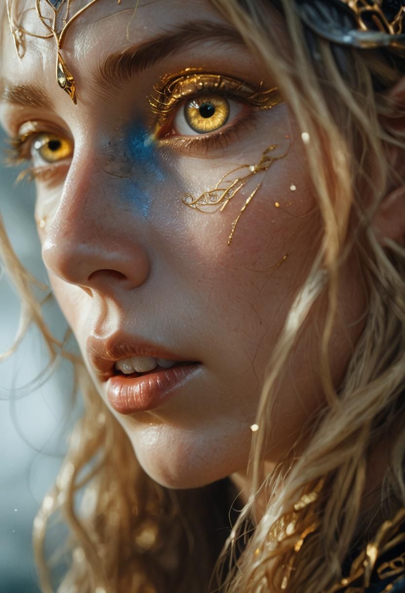 Amazing Beautiful Elven Gold Fairy Portrait