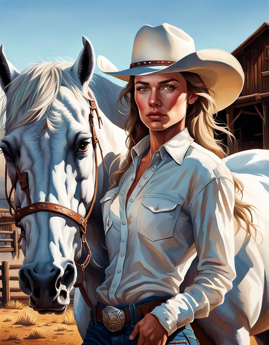 Hyperrealistic Cowboy at Wild West Ranch