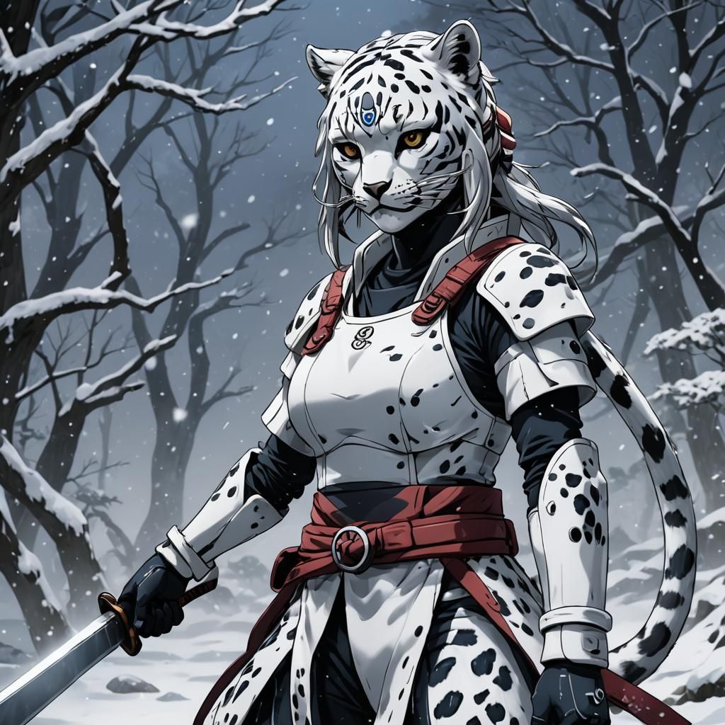 Snow Leopard ANBU Kunoichi in Anime Style