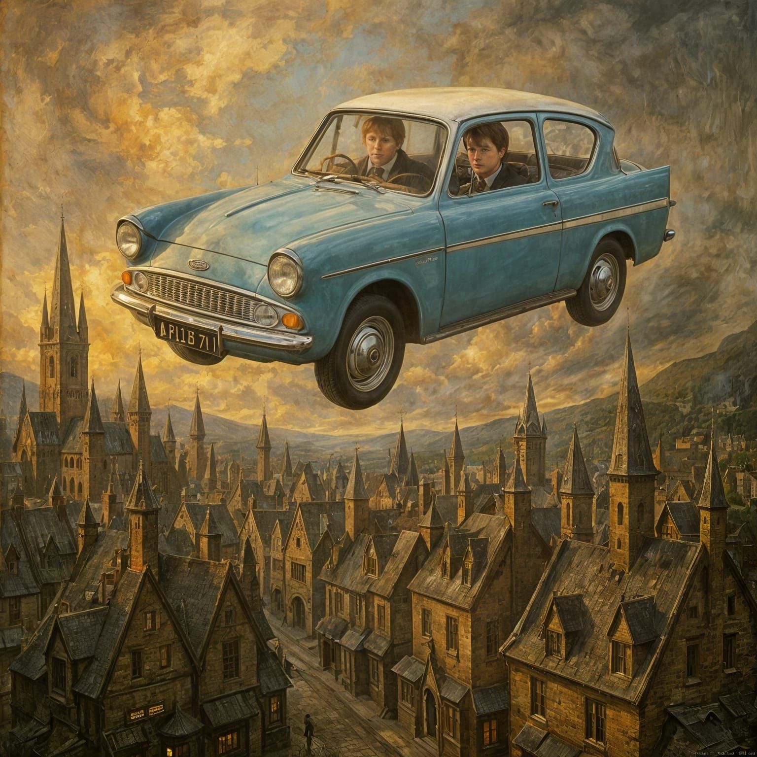 A light blue Ford Anglia 105E Deluxe