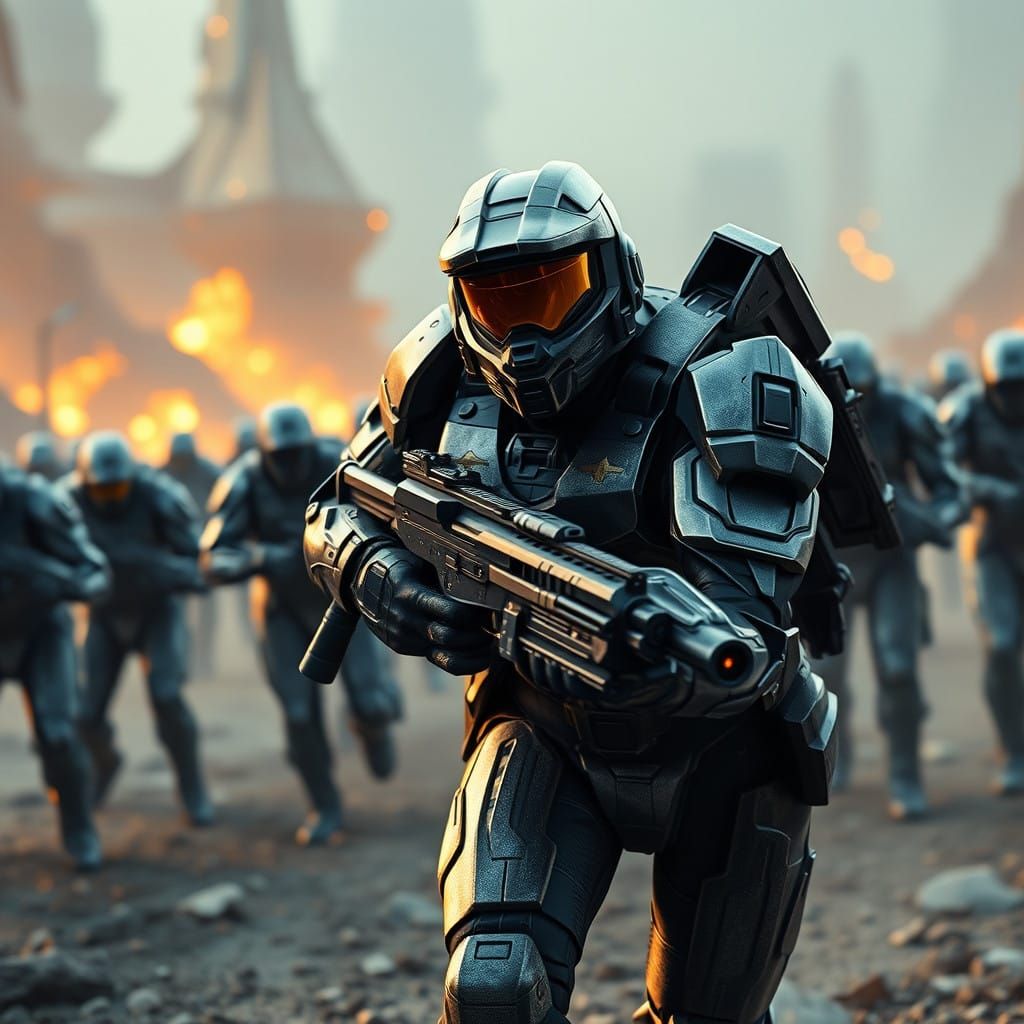 Master Chief Charges Forward in Apocalyptic Landscape