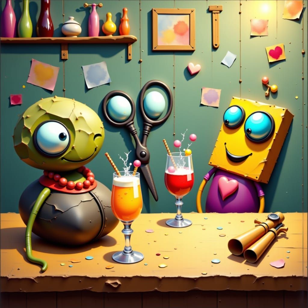 Rock Paper Scissors Enjoy Drinks at Trendy Bar