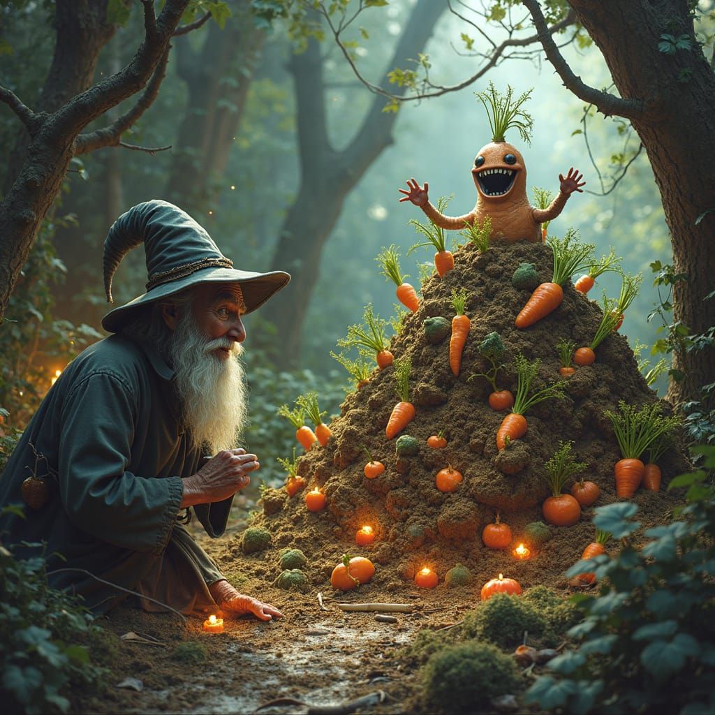 Wizard Horrified by Singing Compost Heap in Flux Style