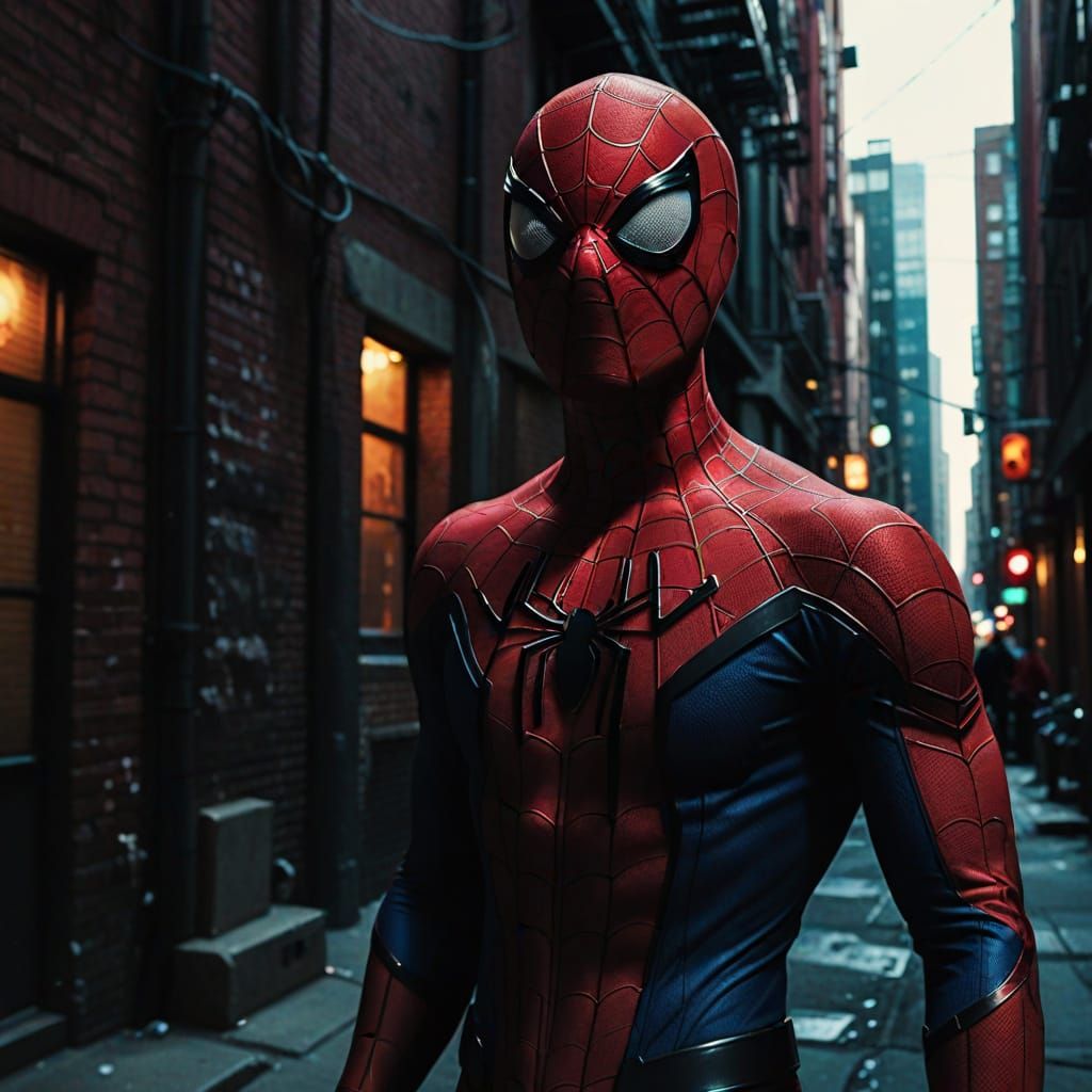 Spiderman in City Alley, Comic Book Style