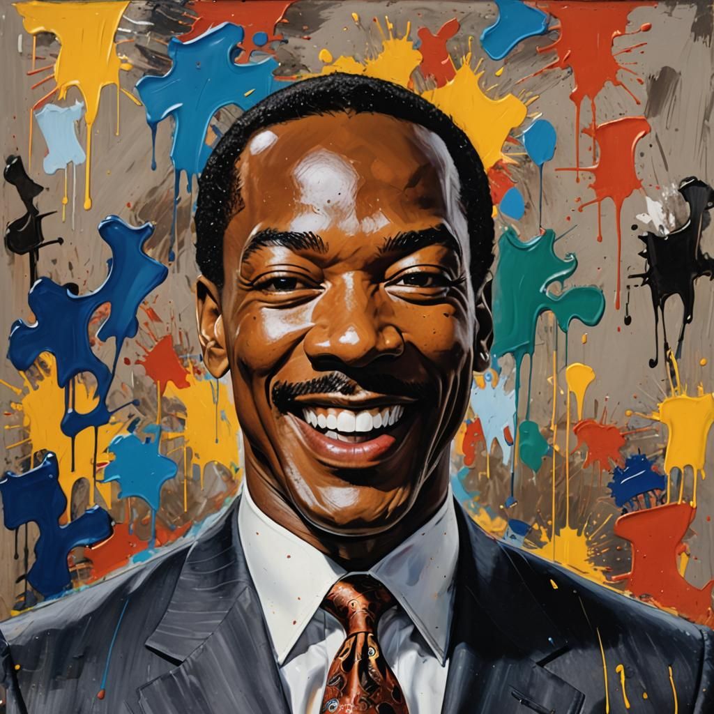 Eddie Murphy Portrait in Warhol-Inspired Oil Painting