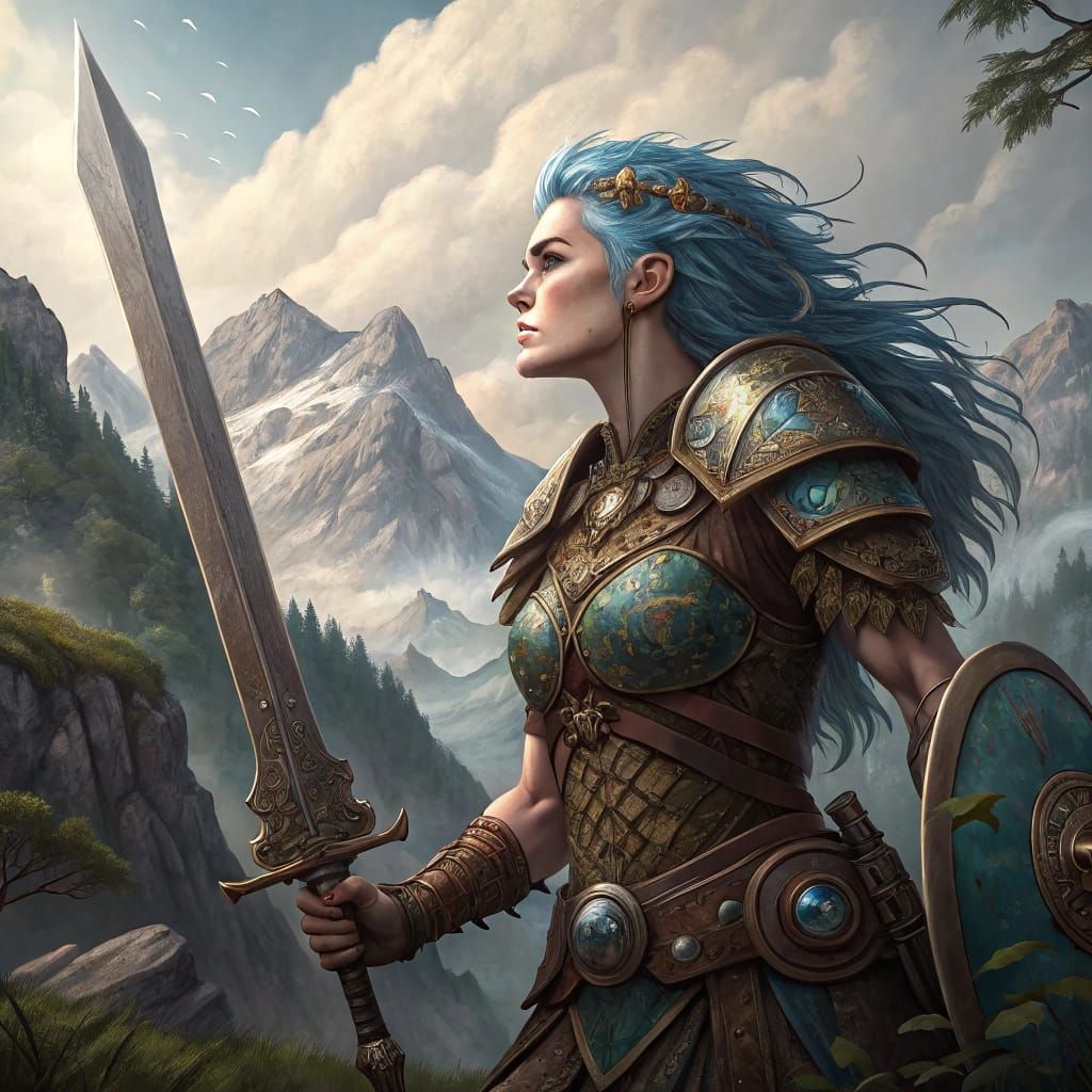 Ethereal Oread Warrior in Earth-Toned Plate Armor