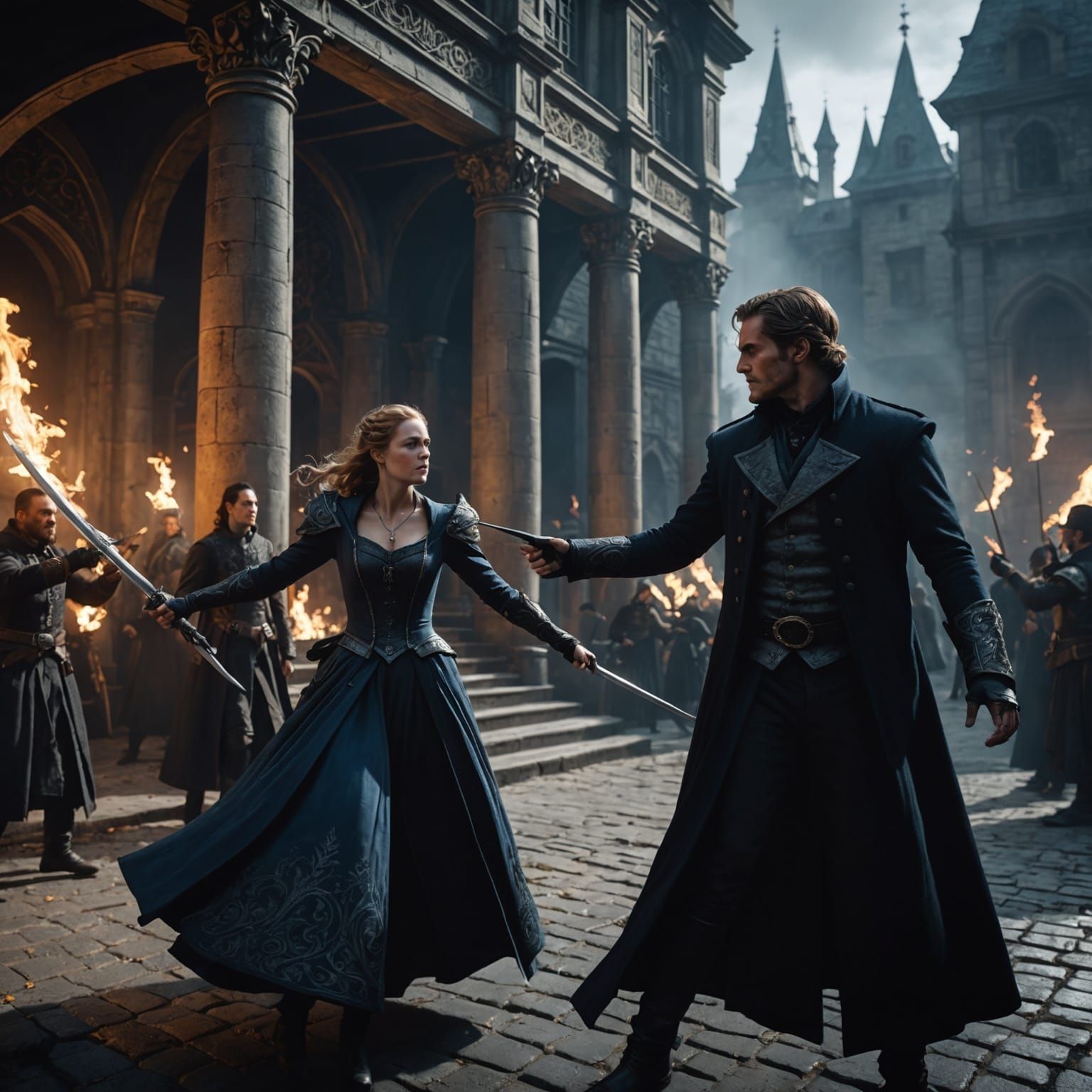 Grisha Fight Scene: Detailed Fantasy Concept Art