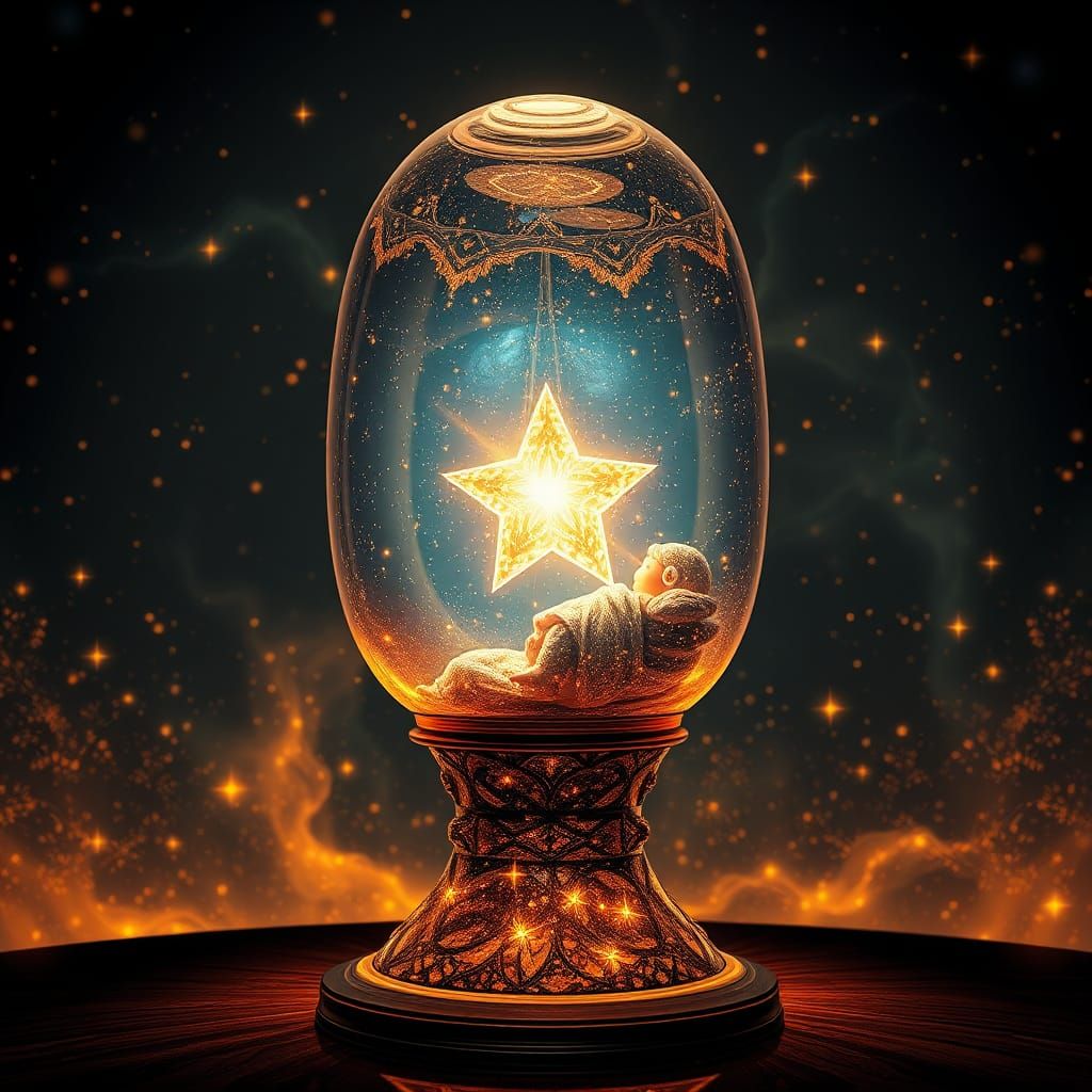 Celestial Newborn Star in Translucent Glass Lamp