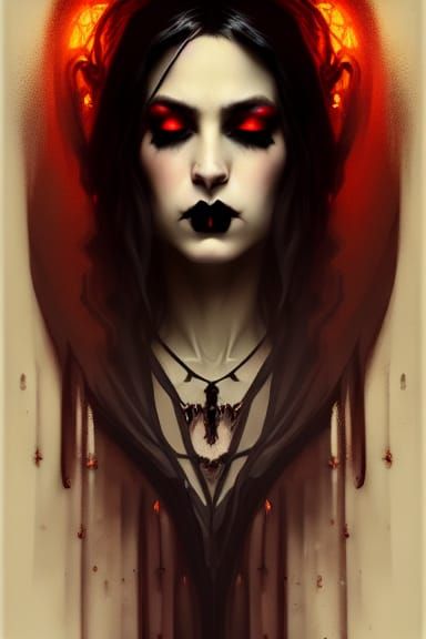 Gothic Vampiric Beauty Portrait in Artstation Style