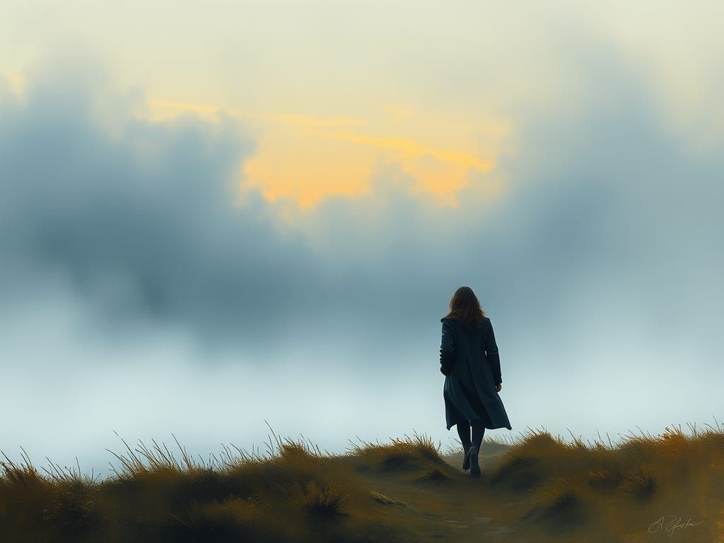 Mysterious Evening Landscape on the Moor