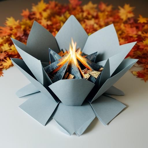 Autumn Campfire Origami Papercraft in Soft Focus