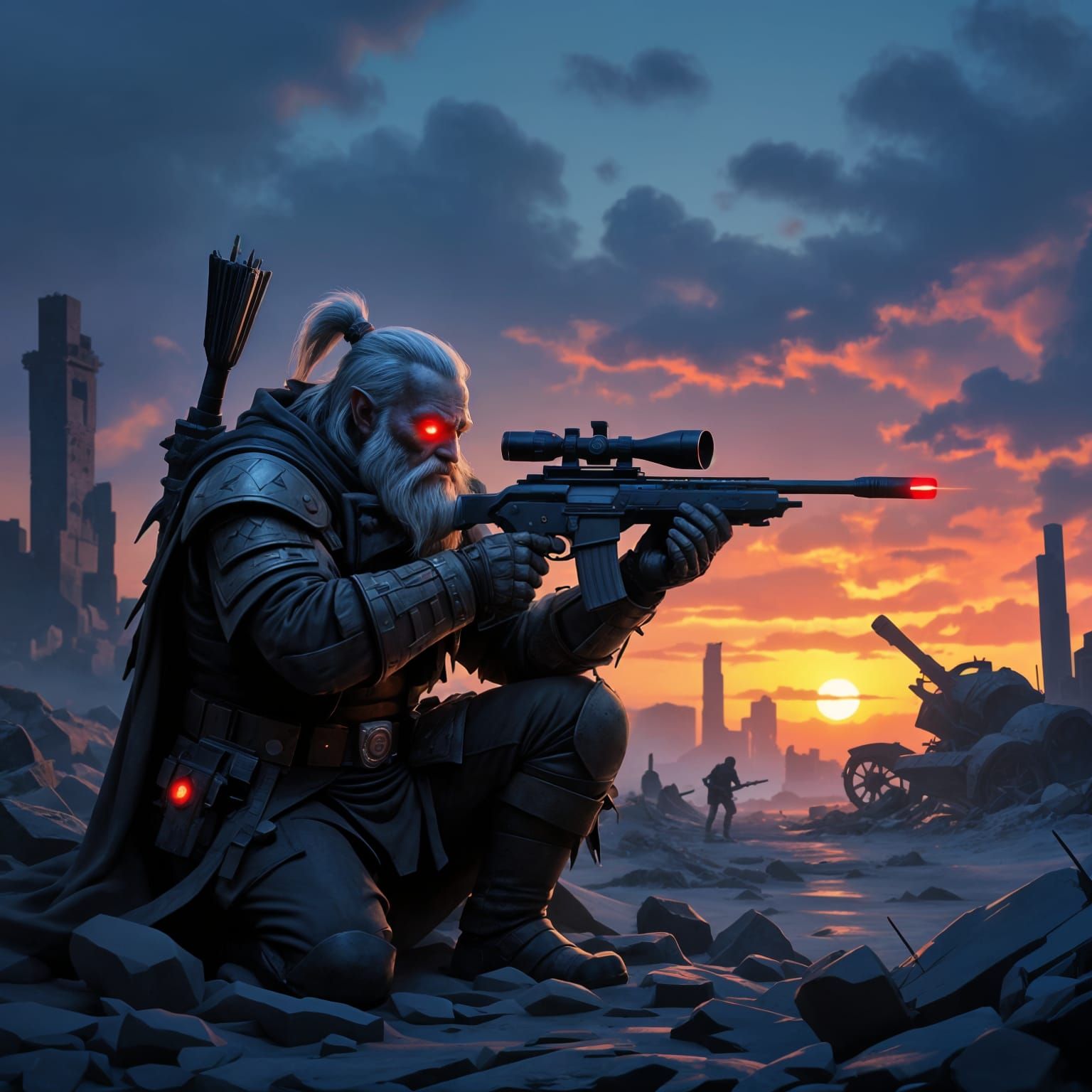 Duergar Sniper Surveys Battlefield in Dark Fantasy Style
