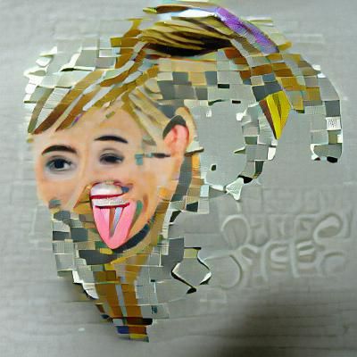 Miley Cyrus Portrait in Scraperfoil Style